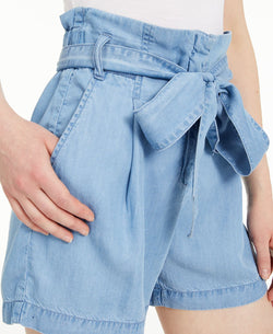 Numero Chambray Cotton Paperbag-waist Shorts Lt. Chambray Wash thumbnail 3