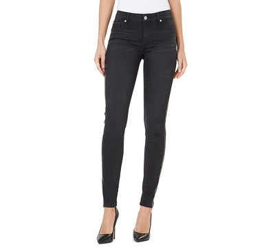 Numero Mid-rise Solid Side-striped Super Skinny Ankle Jeans Black Wash