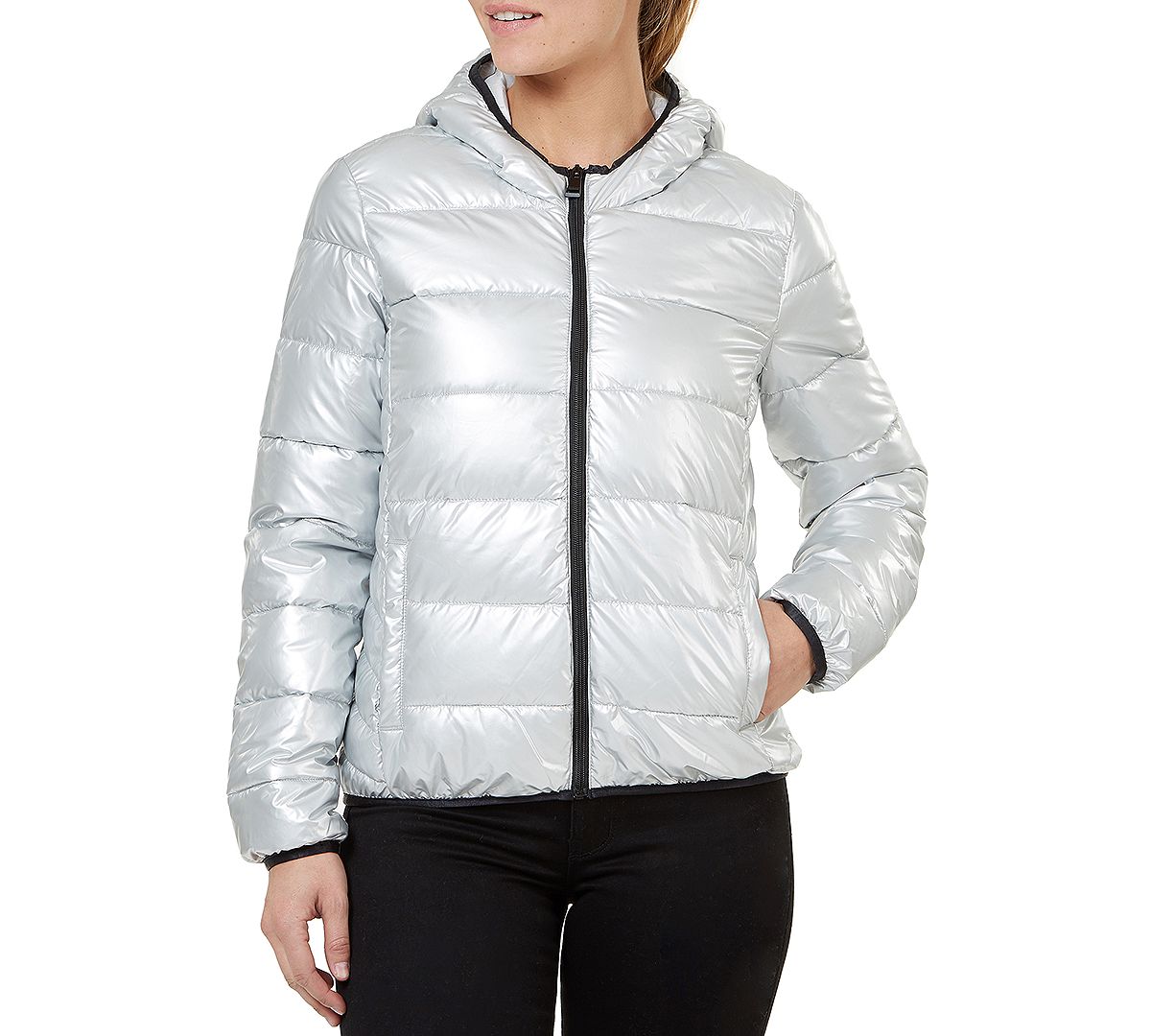Numero Quilted Hooded Packable Jacket Silver