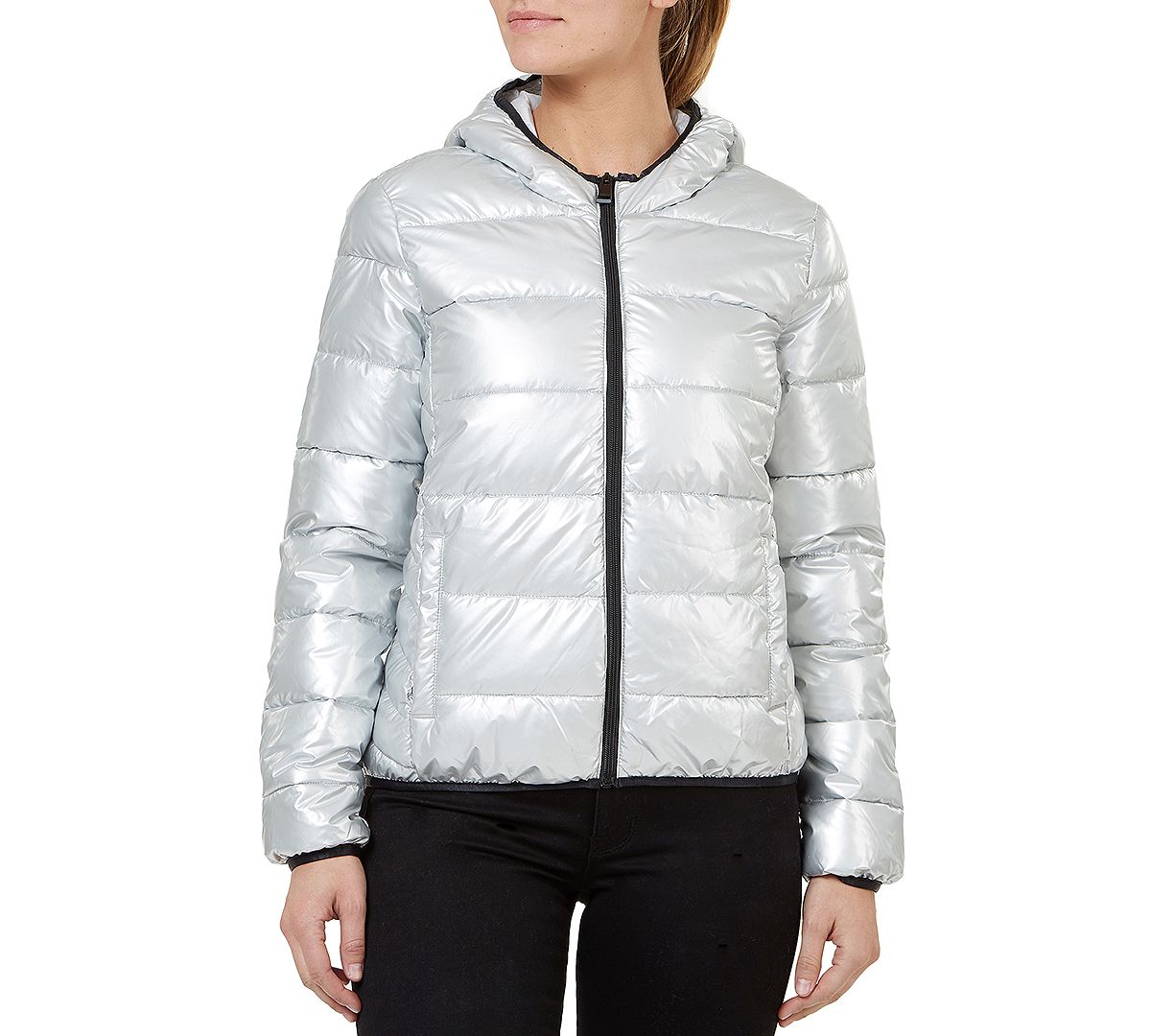 Numero Quilted Hooded Packable Jacket Silver