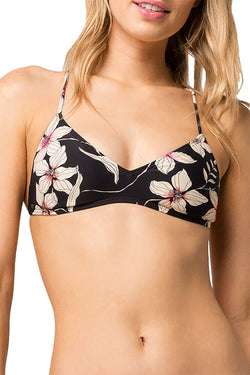 O'Neill Black Albany Floral Print Strappy Back Halter Bikini Top thumbnail 3