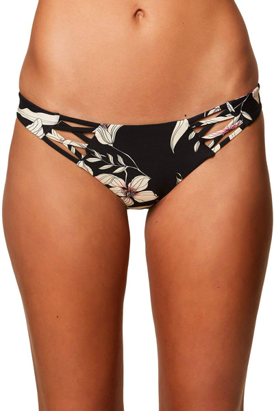 O'Neill Black Albany Floral Strappy Cheeky Bikini Bottom