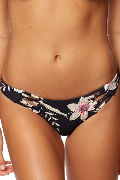O'Neill Black Albany Floral Strappy Cheeky Bikini Bottom
