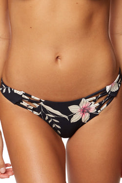 O'Neill Black Albany Floral Strappy Cheeky Bikini Bottom thumbnail 2