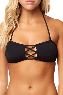 O'Neill Black Salt Water Solids Strappy Bandeau Bikini Top thumbnail 1