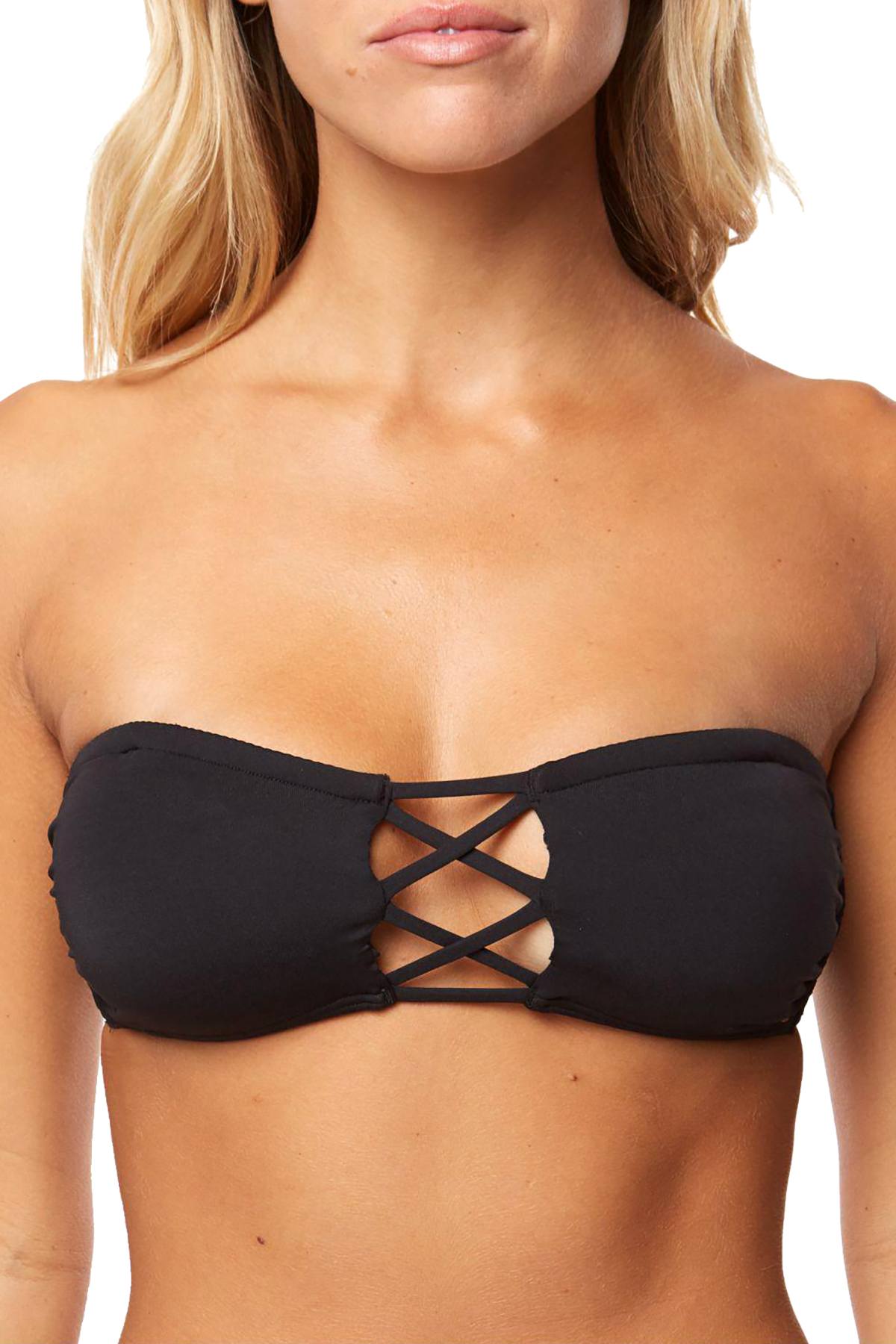 O'Neill Black Salt Water Solids Strappy Bandeau Bikini Top
