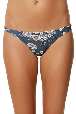 O'Neill Deep Teal Floral Print James Twist Side Cheeky Bikini Bottom thumbnail 1