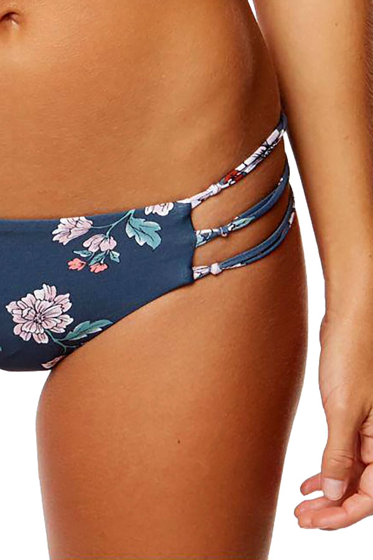 O'Neill James Macramé Side Cheeky Bikini Bottom in Deep Teal Floral