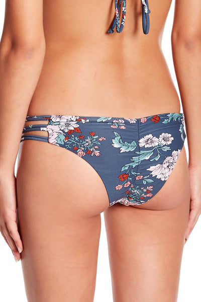 O'Neill James Macramé Side Cheeky Bikini Bottom in Deep Teal Floral