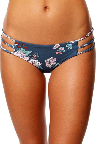 O'Neill James Macramé Side Cheeky Bikini Bottom in Deep Teal Floral