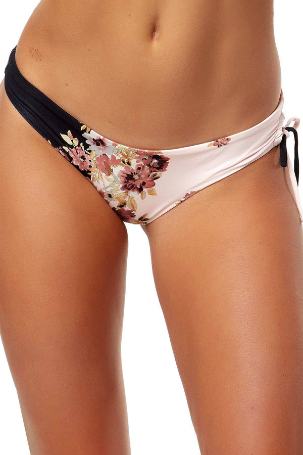 O'Neill Pink/Black Castaway Printed Side Tie Cheeky Bikini Bottom