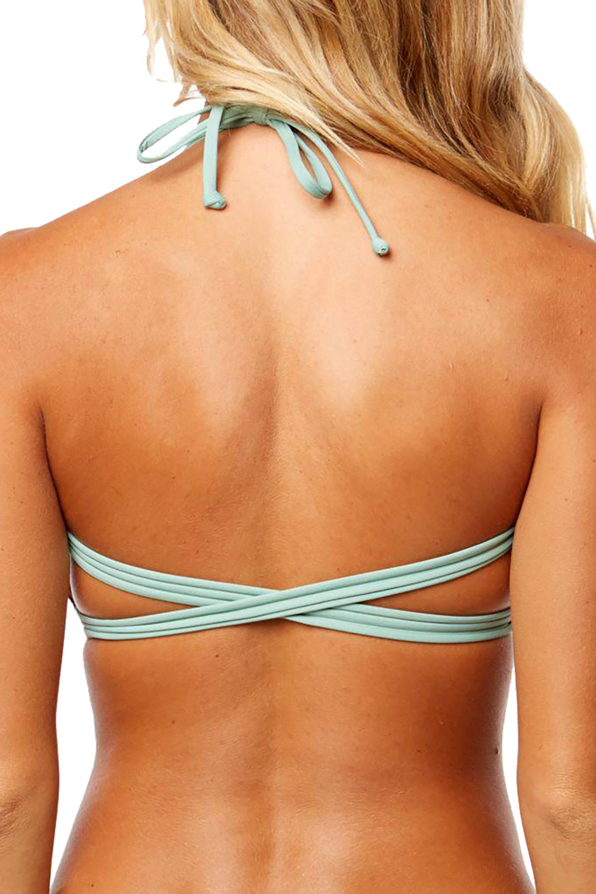 O'Neill Salt Water Solids Strappy Bandeau Bikini Top in Aqua Haze