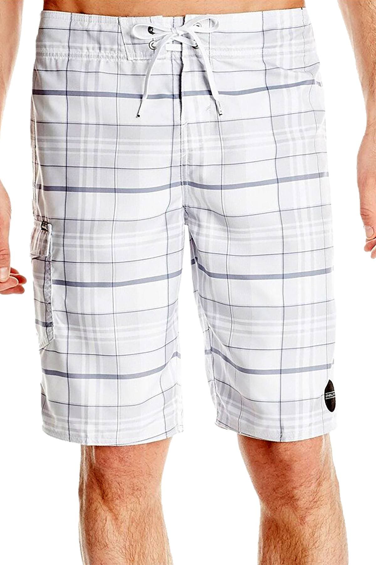 O'Neill White/Grey Plaid Santa Cruz 21" Boardshort