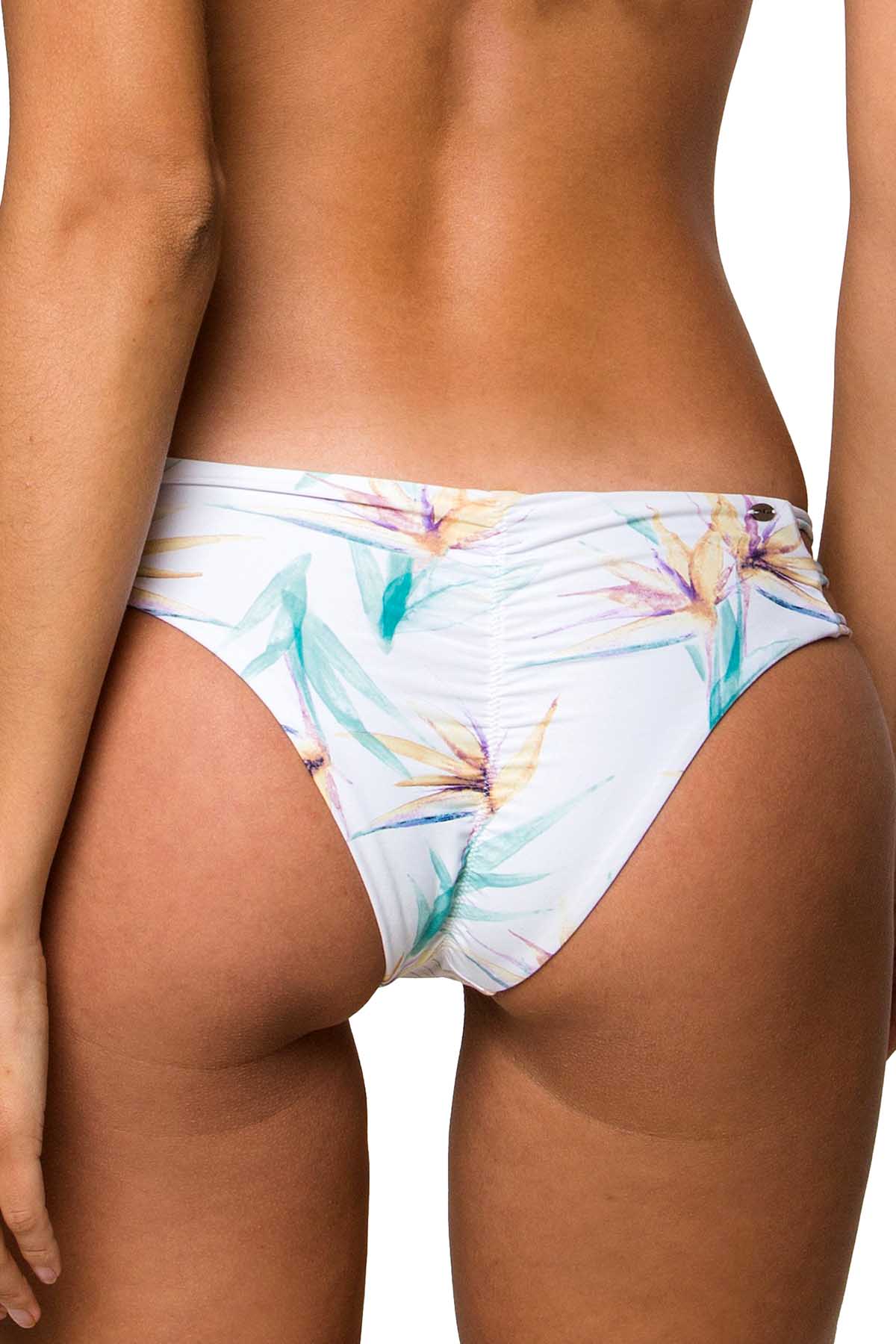 O'Neill White Paradise Floral Print Macramé Side Cheeky Bikini Bottom