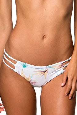 O'Neill White Paradise Floral Print Macramé Side Cheeky Bikini Bottom thumbnail 3