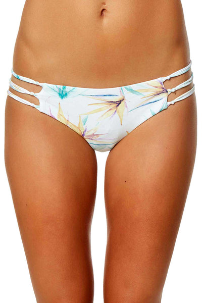 O'Neill White Paradise Floral Print Macramé Side Cheeky Bikini Bottom