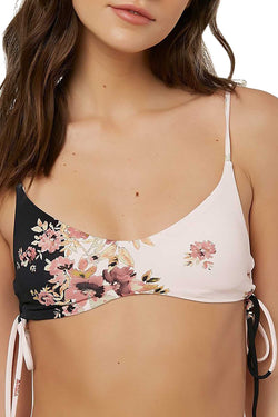 O'neill Pink/Black Castaway Printed Lace Up Sides Bikini Top thumbnail 2