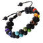 OM Double-Layer Spaced 7-Chakra / Lava Stone Adjustable Healing Bracelet