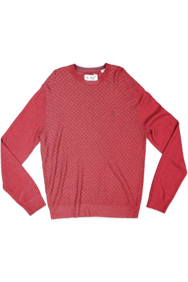 ORIGINAL PENGUIN MERINO BASKETWEAVE CASHEME SWEATER RED