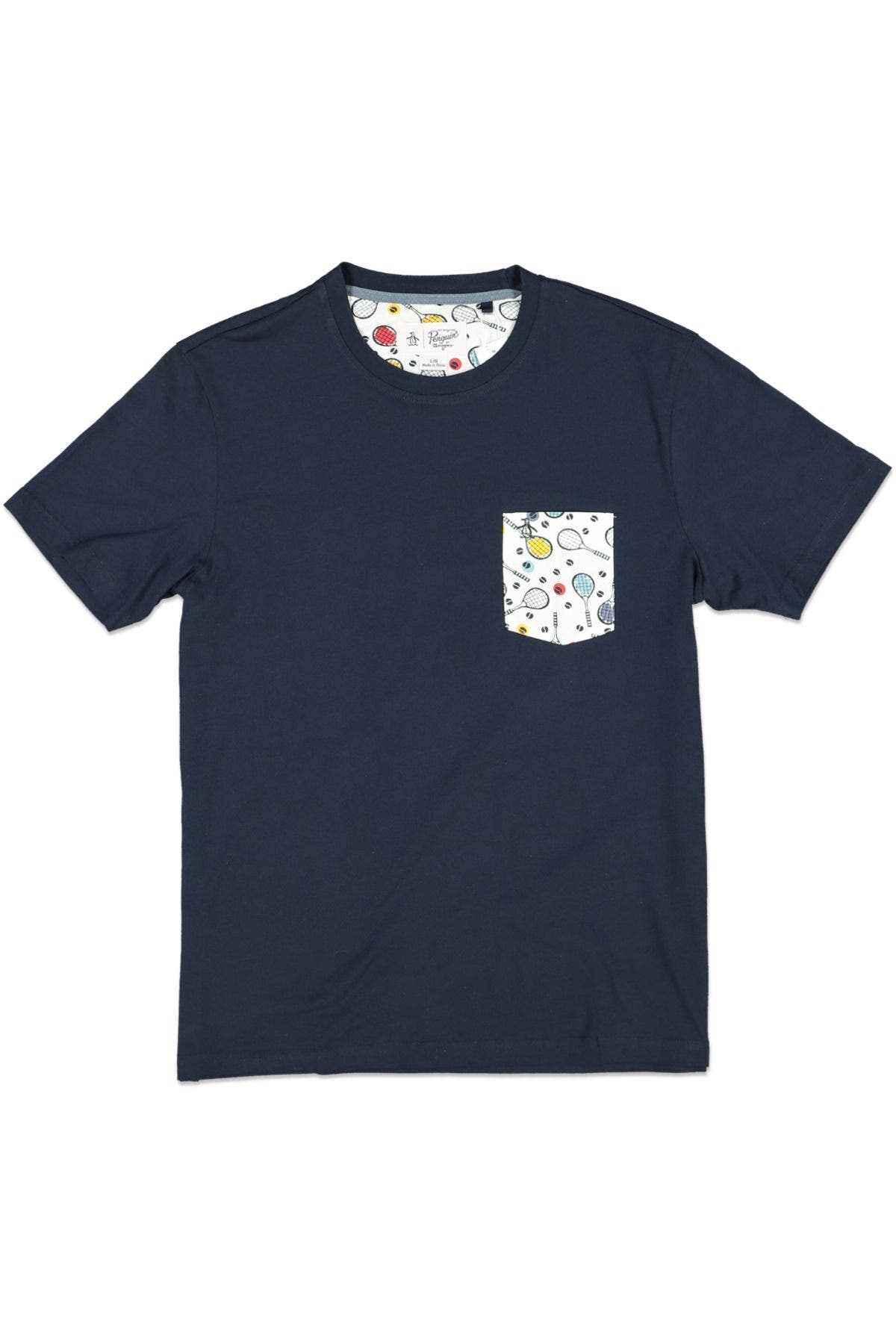 ORIGINAL PENGUIN TENNIS Racket Print Tee Navy