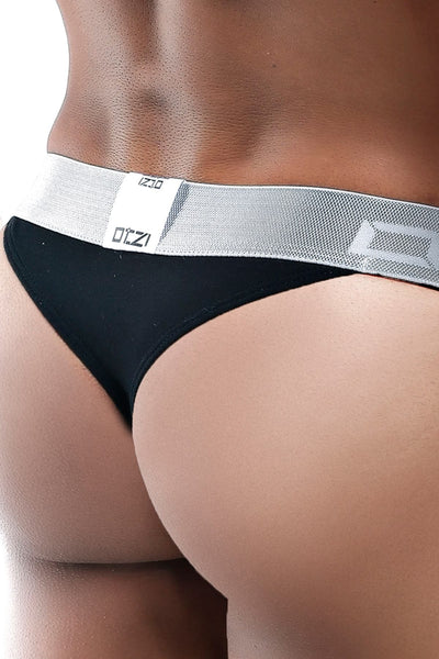 OTZI Black/Silver Front Contrast Piping Thong