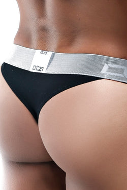 OTZI Black/Silver Front Contrast Piping Thong thumbnail 2