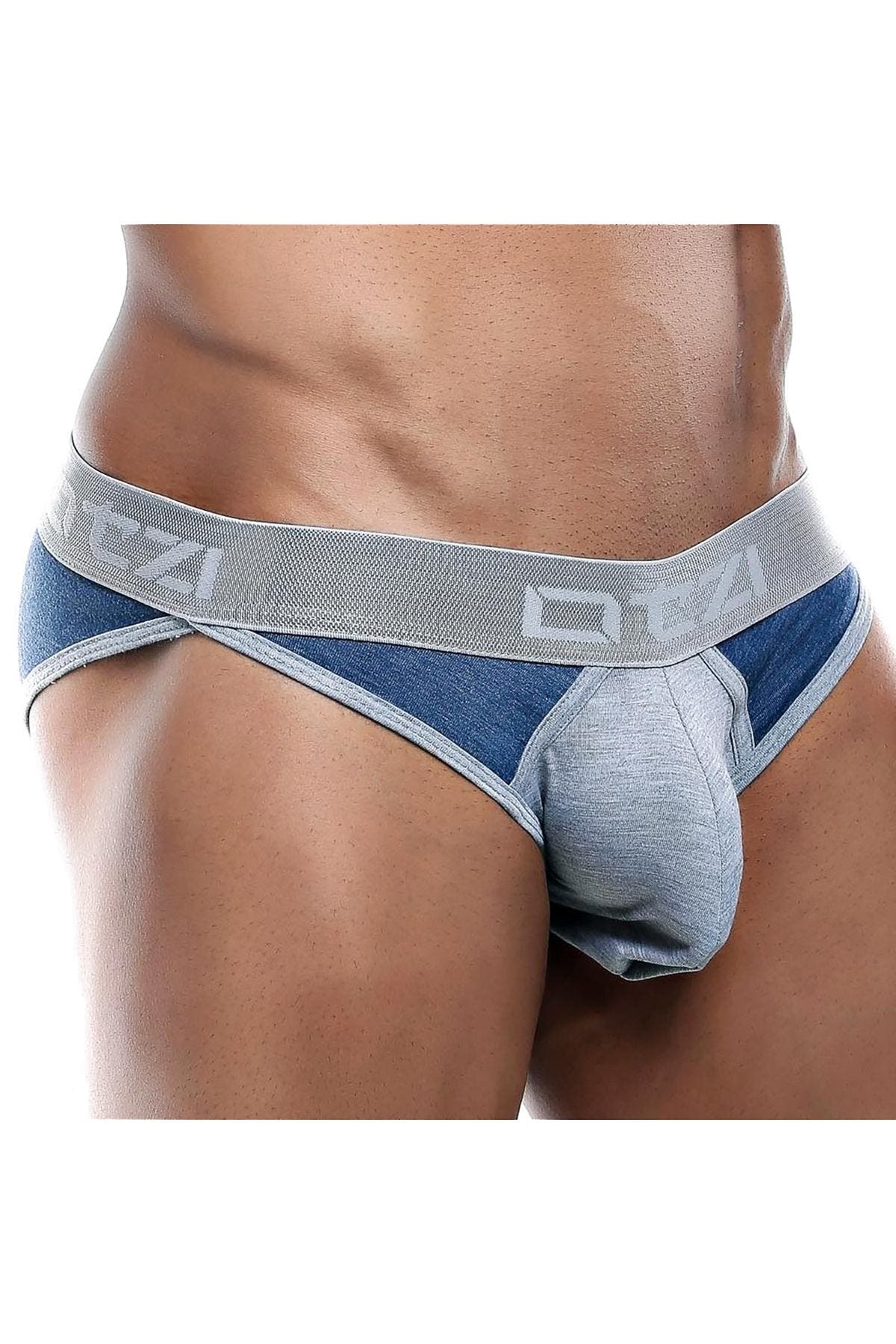 OTZI Blue Jasper/Grey Colorblock Contour Pouch Bikini Brief
