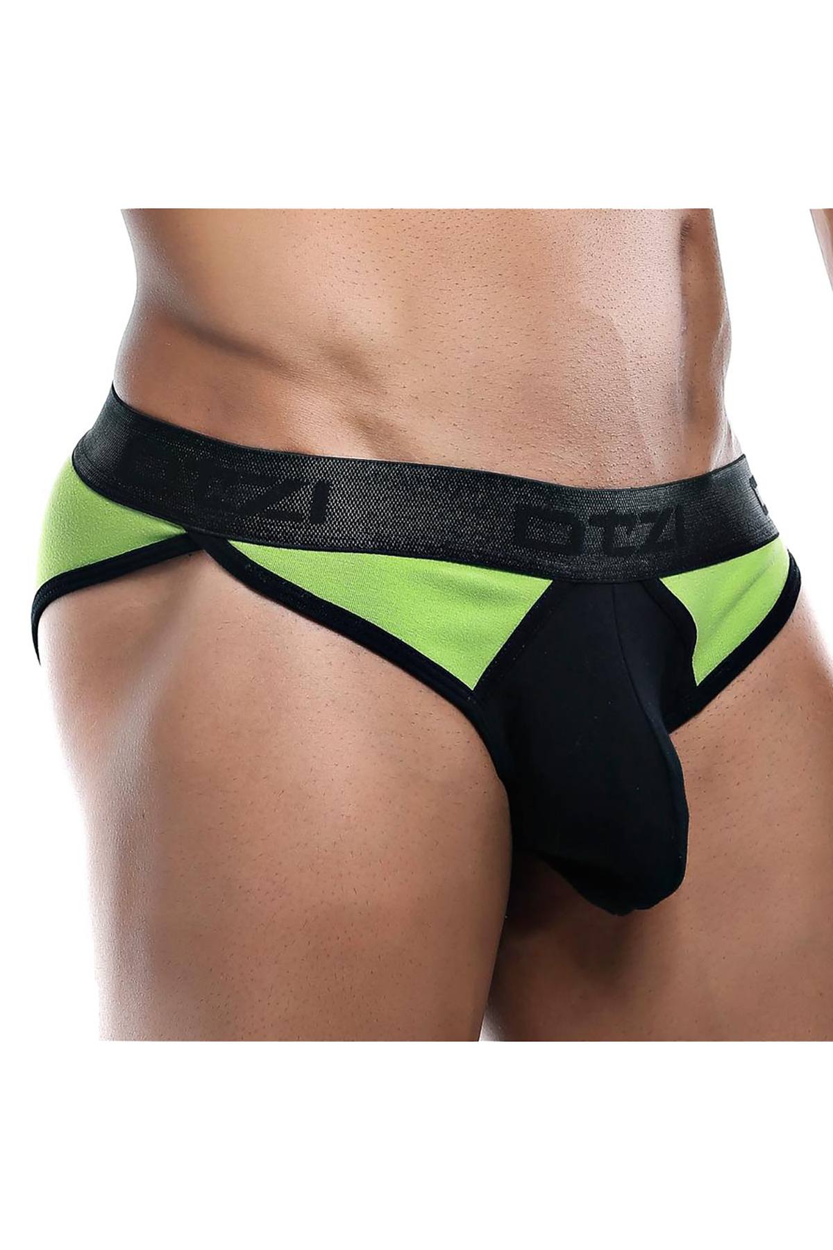 OTZI Green/Black Colorblock Contour Pouch Bikini Brief