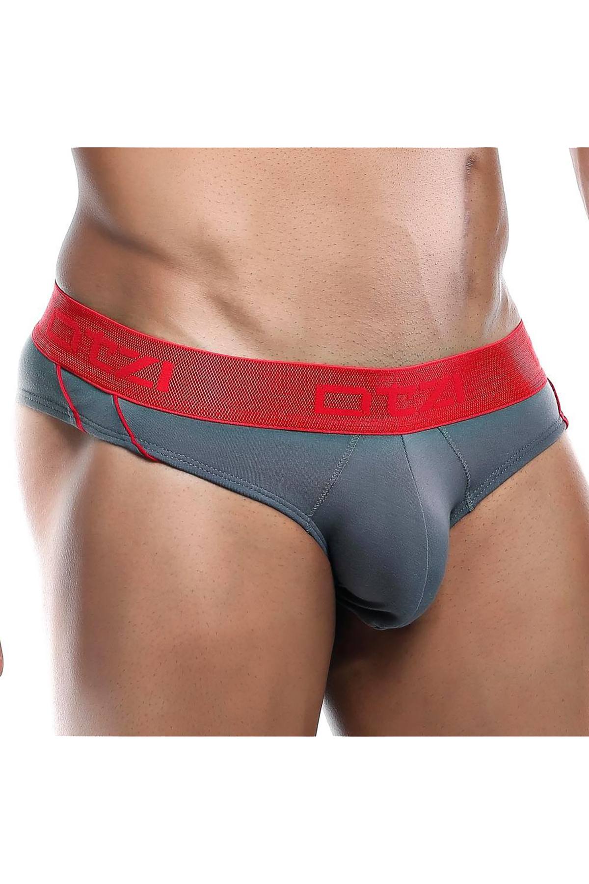 OTZI Grey/Red Side Stripes Contrast Brief