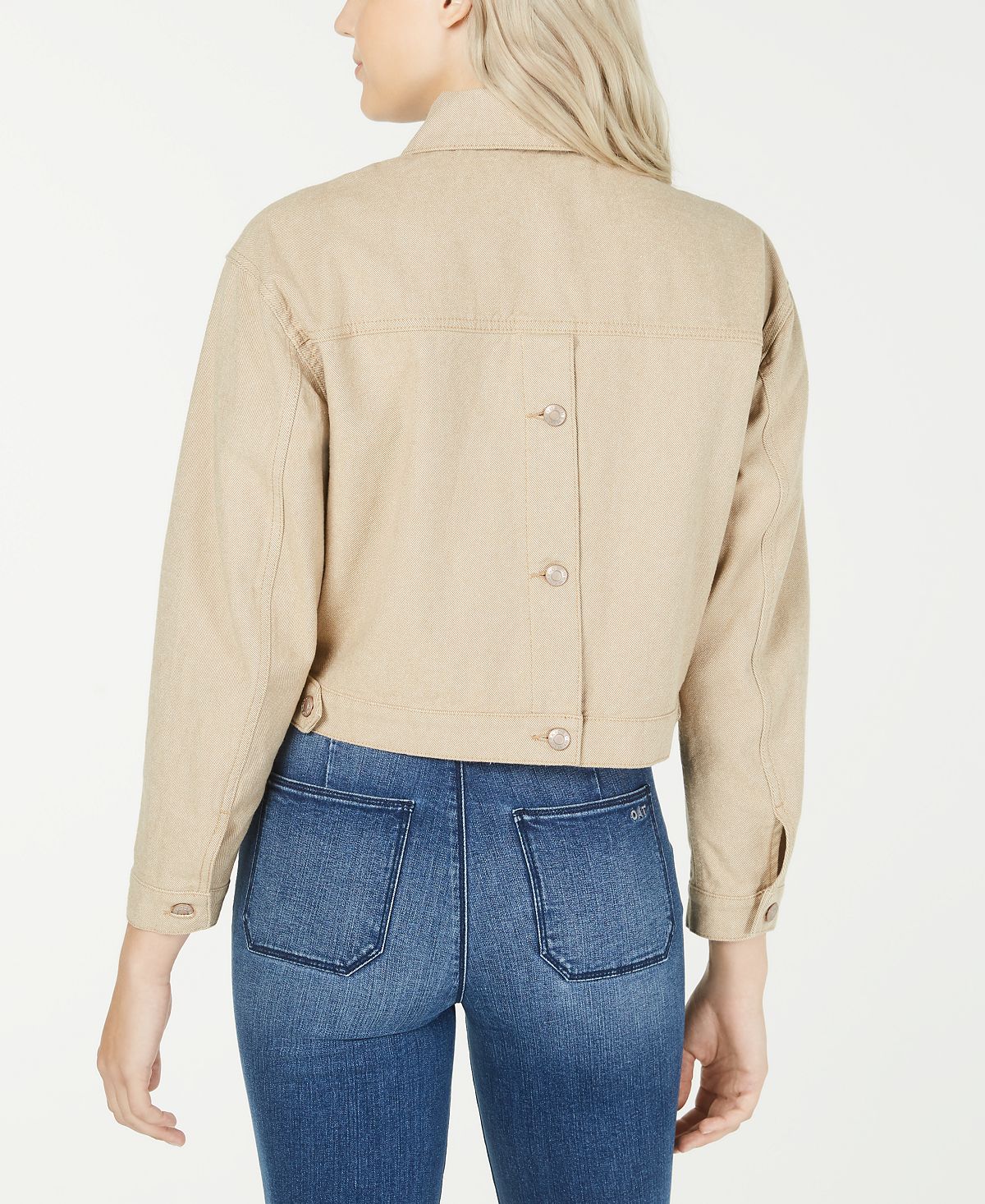 Oat Cotton Cropped Button-front Jacket Tan