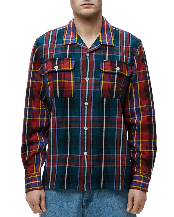 Obey Capital Woven Plaid Regular Fit Button-down Shirt Teal Multi