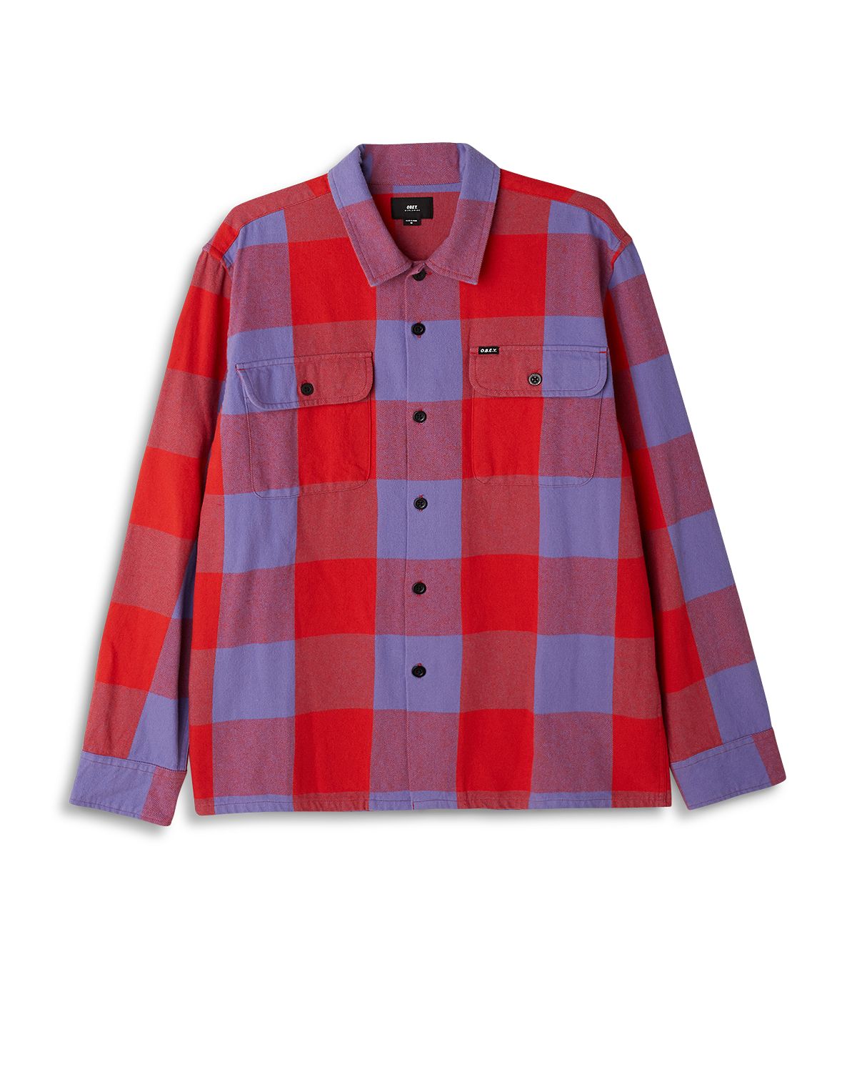 Obey Check Slim Fit Shirt Red Multi