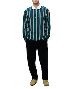 Obey Firm Striped Classic Fit Polo Shirt Dark Teal thumbnail 2