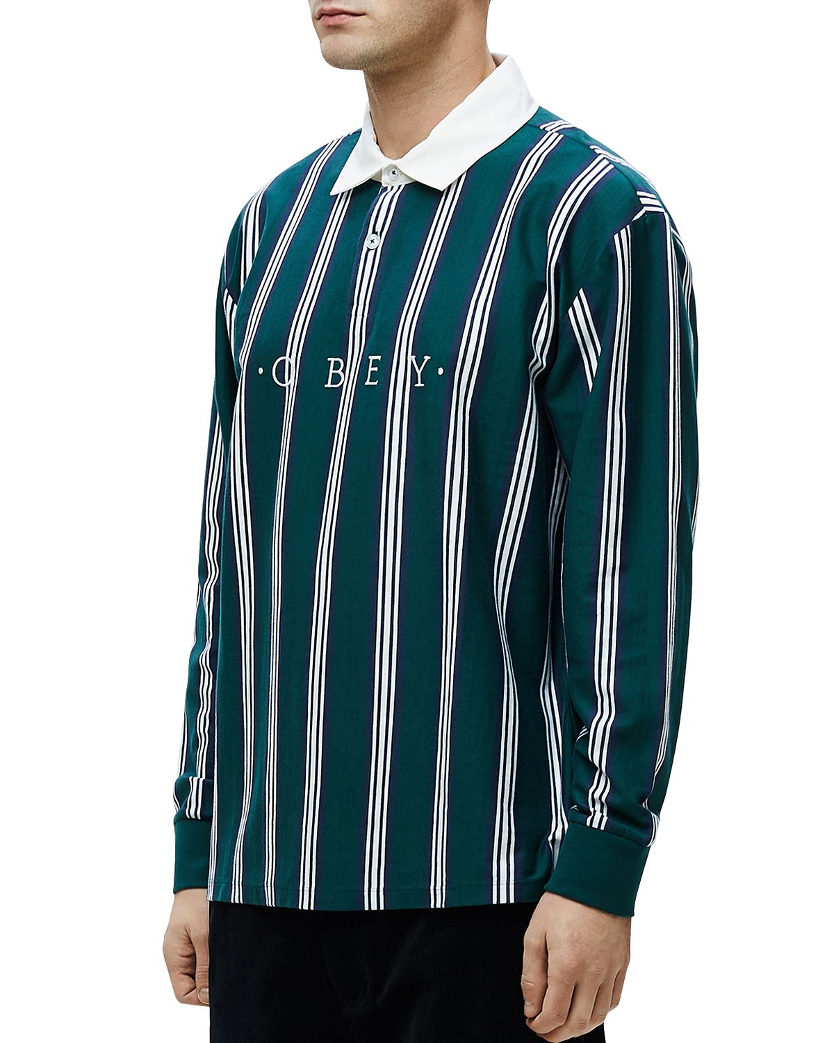 Obey Firm Striped Classic Fit Polo Shirt Dark Teal
