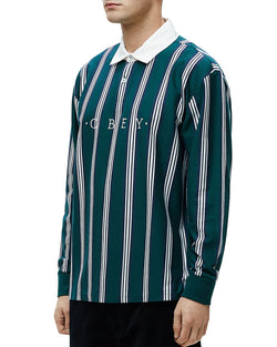Obey Firm Striped Classic Fit Polo Shirt Dark Teal thumbnail 4