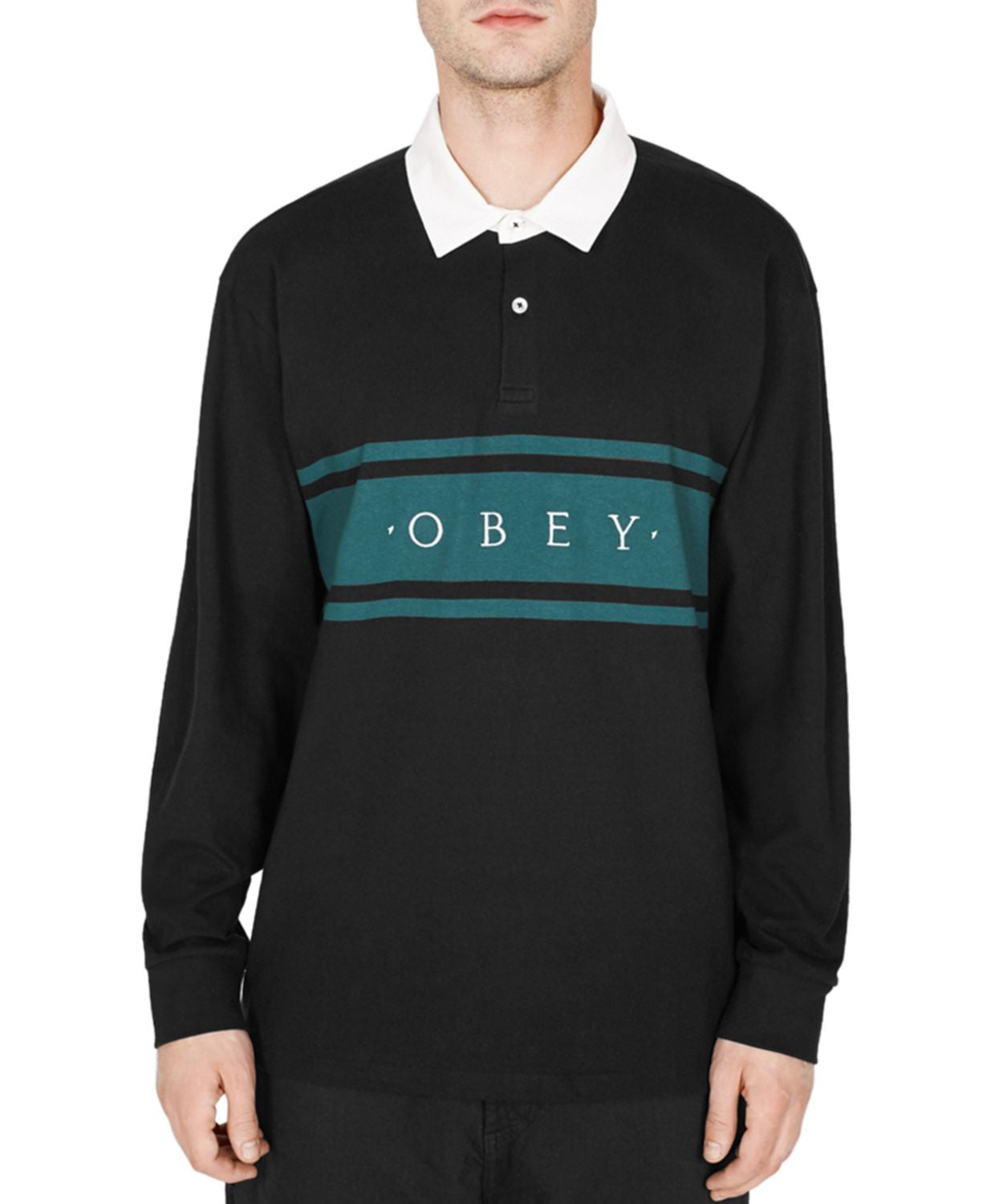 Obey Hero Classic Long-sleeve Polo Shirt Black