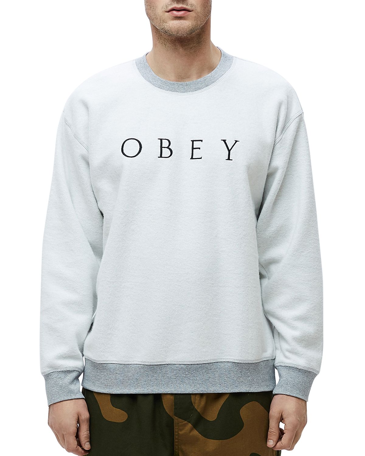Obey Trophy Reversed-fleece Sweatshirt Heather Gray