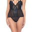 Oh La La Cheri Black Bustier With Jacquard Panels and G-String Set