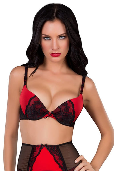 Oh La La Cheri Red/Black Lace Molded Cup Bra