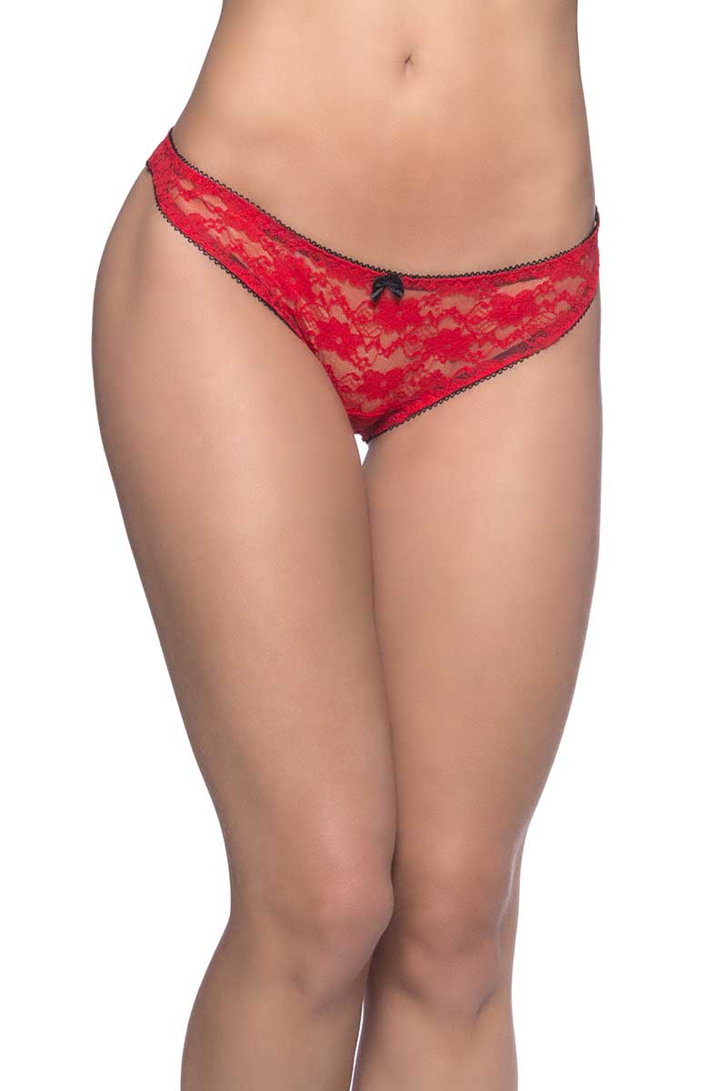 Oh La La Cheri Red & Black Open Back Panty