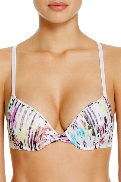 OnGossamer Digital-Floral Printed Mesh Bump-It-Up T-Shirt Bra