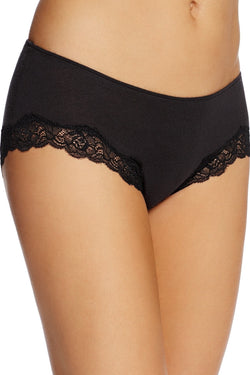 Only Hearts Black Organic Cotton Lace-Trim Hipster thumbnail 1