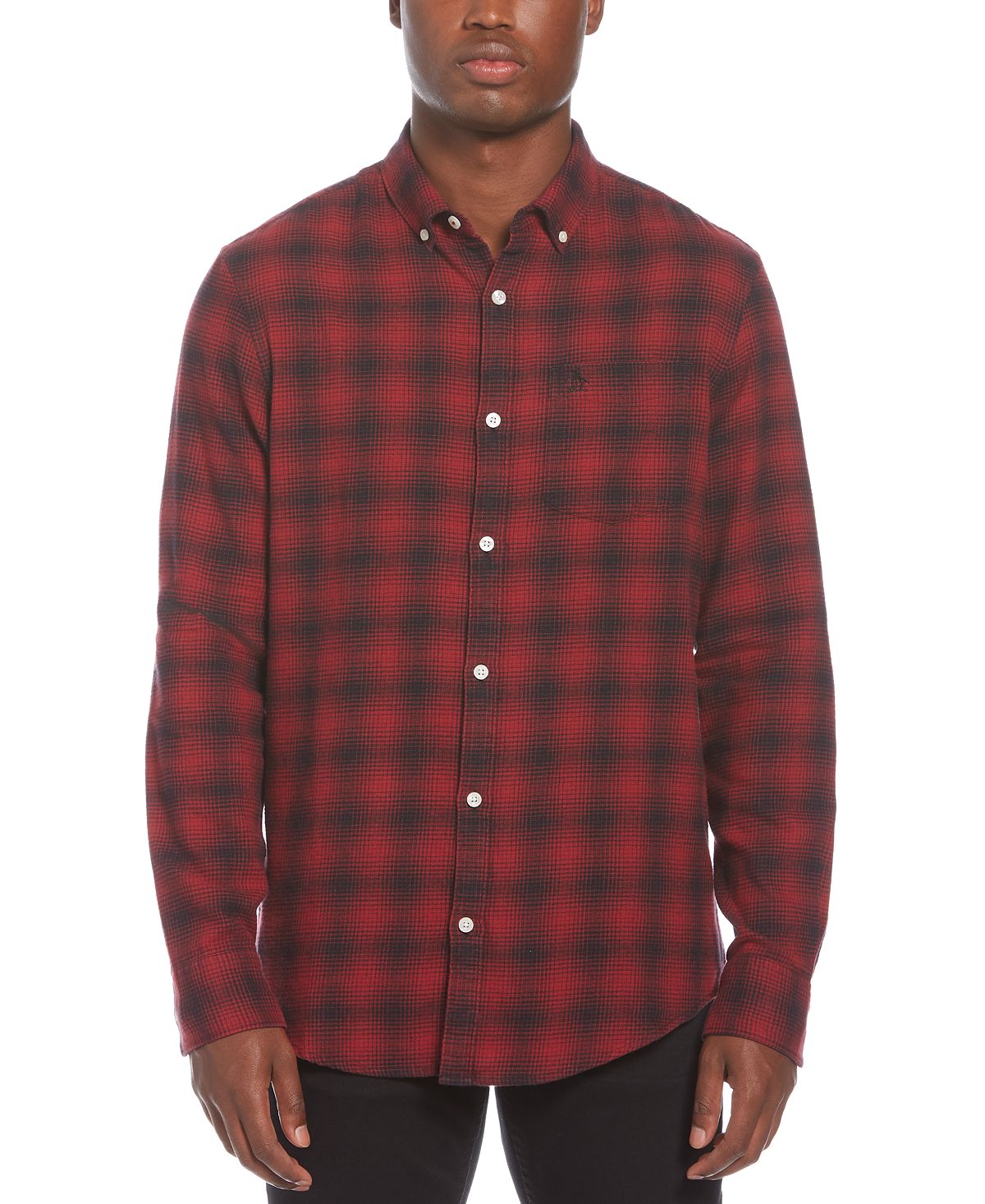 Original Penguin Buffalo Plaid Woven Shirt Rhubarb