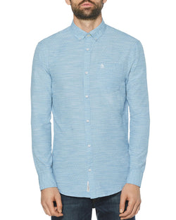 Original Penguin Cotton Slub Dot Slim Fit Button-down Shirt Deep Water thumbnail 1