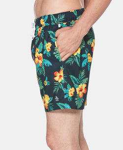 Original Penguin Floral Print Swim Short in Dark Sapphire thumbnail 4