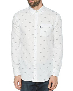 Original Penguin Glasses Print Slim Fit Button-down Shirt White thumbnail 1