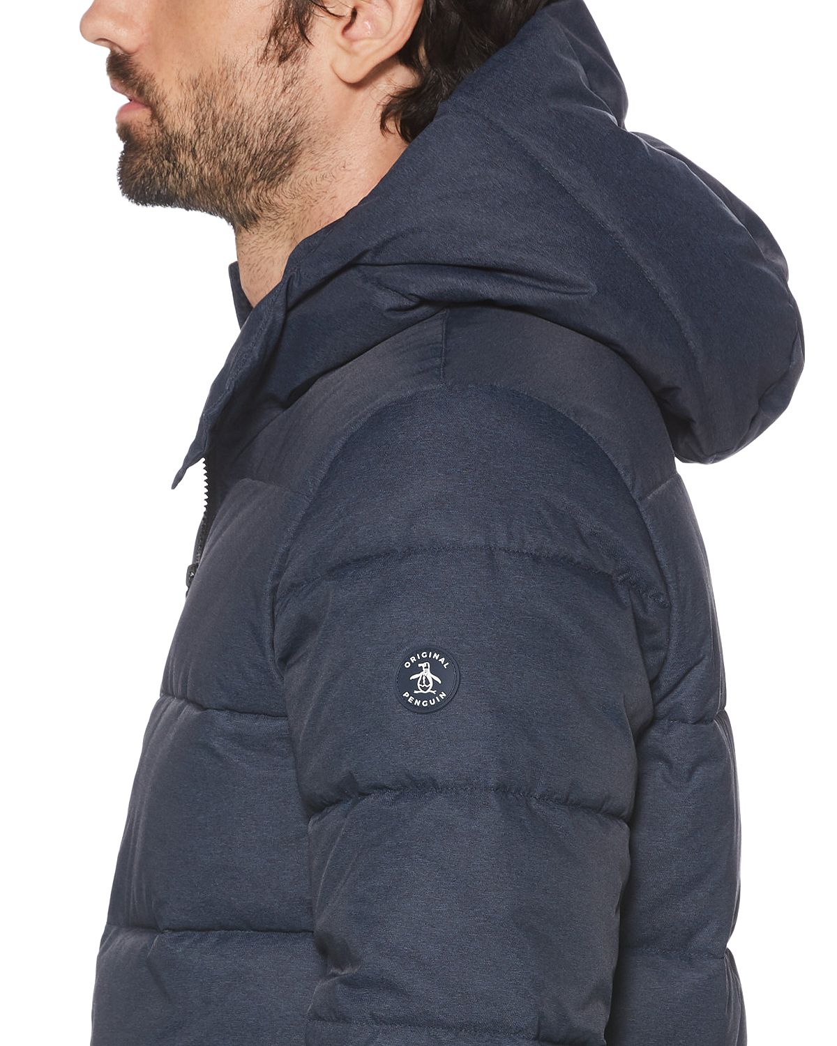 Original Penguin Heathered Slim Fit Puffer Jacket Dark Sapphire