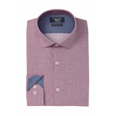 Original Penguin Heritage Slim Fit Printed Dress Shirt Dark Pink Dobby