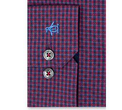 Original Penguin Heritage Slim-fit Performance Stretch Dot Check Dress Shirt Dark Red Check thumbnail 2
