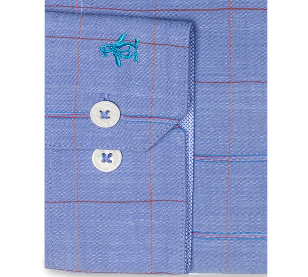 Original Penguin Heritage Slim-fit Stretch Brushed Plaid Dress Shirt Medium Blue
